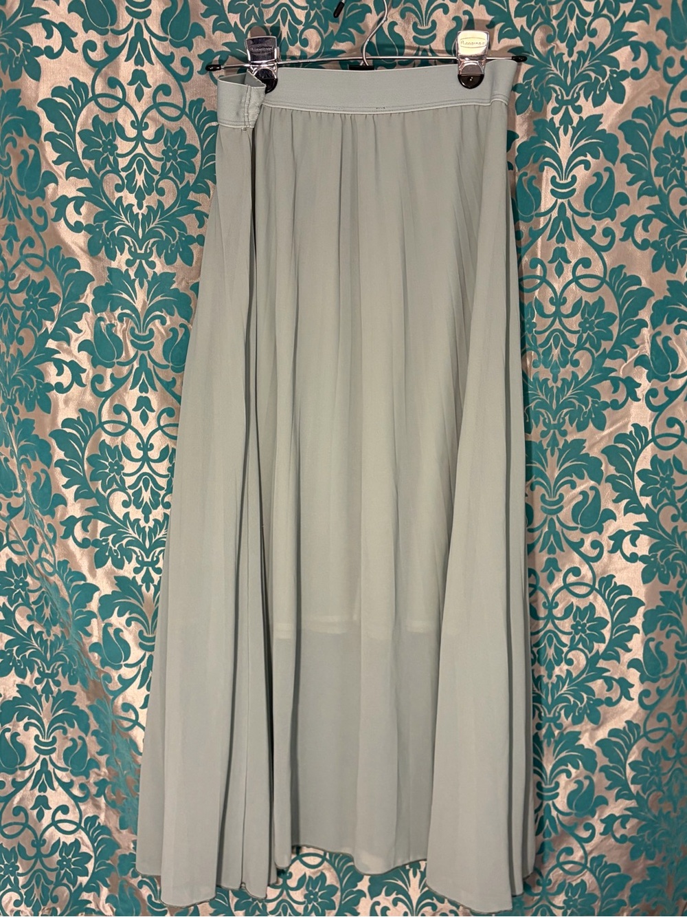 See You Monday Sage Green Pleated Maxi Skirt